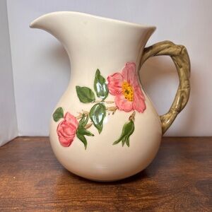Vintage Franciscan Desert Rose Pitcher 6.5″ USA Pottery 1950s MCM Floral Ceramic